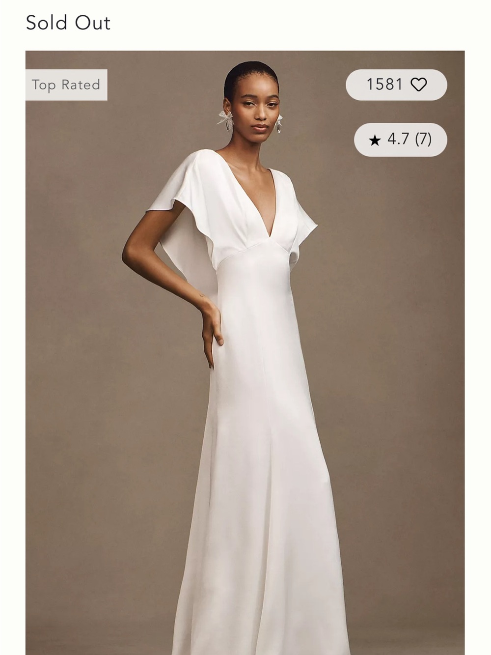 Jenny Yoo Beale Ivory V-Neck Flutter Sleeve Wedding Dress - Picture 1 of 5